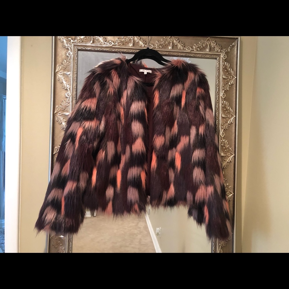Willow & Clay multi colored faux fur jacket